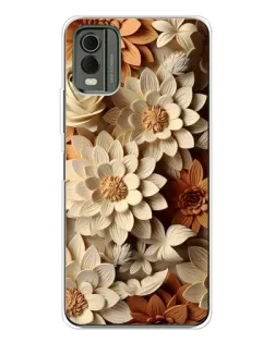 Чохол для Nokia C32 з картинкою «Бежевий флористичний декор»