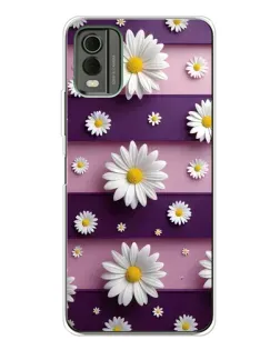 Чохол для Nokia C32 з картинкою «Ромашки на фіолетовому»