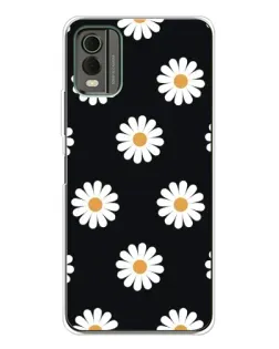 Чохол для Nokia C32 з картинкою «Ромашки на чорному»