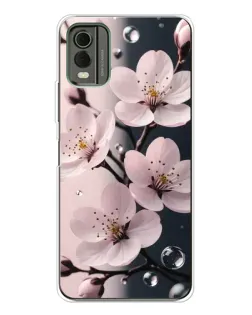 Чохол для Nokia C32 з картинкою «Ніжня сакура та краплі»