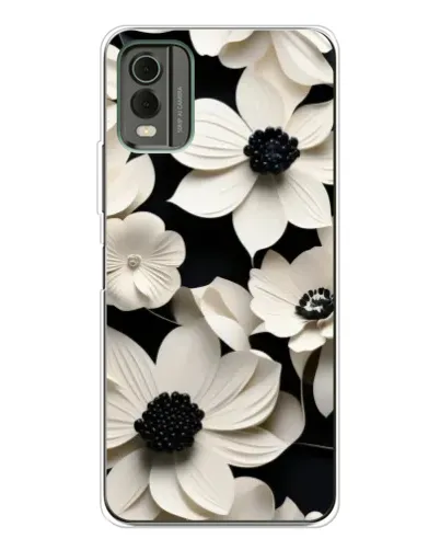 Чохол для Nokia C32 з картинкою «Об'ємні білі квіти»