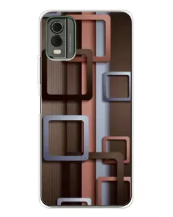 Чехол для Nokia C32 с картинкой «Коричневые объемные квадраты»