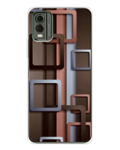 Чехол для Nokia C32 с картинкой «Коричневые объемные квадраты»
