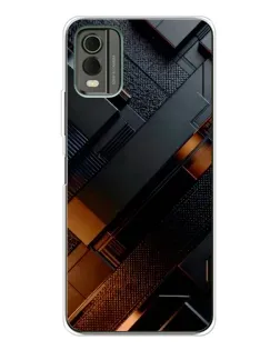 Чехол для Nokia C32 с картинкой «Черные геометрические блоки»