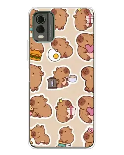Чехол для Nokia C32 с картинкой «Капибары паттерн»