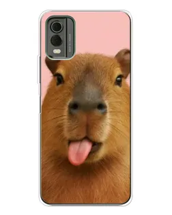 Чехол для Nokia C32 с картинкой «Капибара с языком»