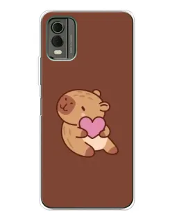 Чехол для Nokia C32 с картинкой «Капибара с сердцем»
