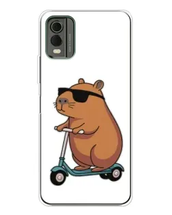 Чехол для Nokia C32 с картинкой «Капибара на самокате»