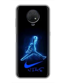 Чехол для Nokia G10 с картинкой «Jordan Neon Blue»
