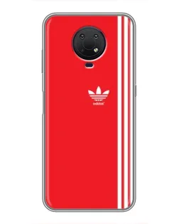 Чехол для Nokia G10 с картинкой «Красный минимализм Adidas»
