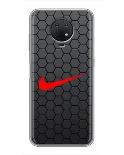 Чехол для Nokia G10 с картинкой «Nike — карбоновая сетка»