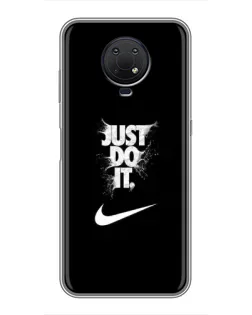 Чехол для Nokia G10 с картинкой «Текстовый принт Nike»