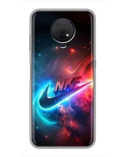 Чехол для Nokia G10 с картинкой «Огненный логотип Nike»