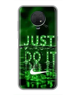 Чехол для Nokia G10 с картинкой «Зеленый неоновый Nike»