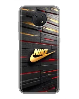Чехол для Nokia G10 с картинкой «Золотой Nike на металле»