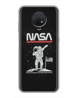 Чехол для Nokia G10 с картинкой «NASA — шагаем по Луне»