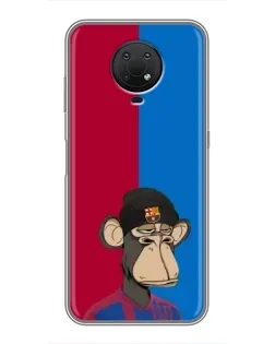 Чехол для Nokia G10 с картинкой «Bored Ape — фанат Барсы»