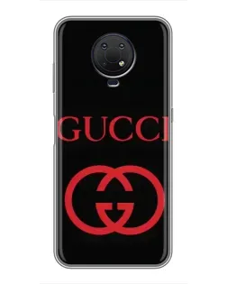Чехол для Nokia G10 с картинкой «Gucci — красный логотип»