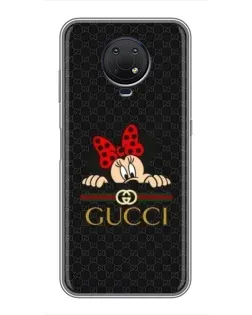 Чехол для Nokia G10 с картинкой «Минни Маус Gucci — черный»