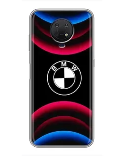 Чехол для Nokia G10 с картинкой «Логотип BMW и неоновые дуги»