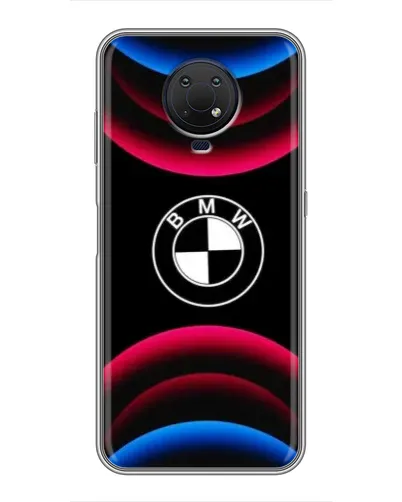 Чехол для Nokia G10 с картинкой «Логотип BMW и неоновые дуги» Чехол для Nokia G10 с картинкой «Логотип BMW и неоновые дуги»
