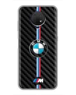 Чехол для Nokia G10 с картинкой «Эмблема BMW и карбон»
