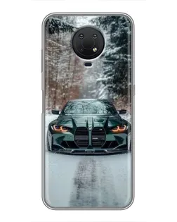 Чехол для Nokia G10 с картинкой «BMW в зимнем лесу»