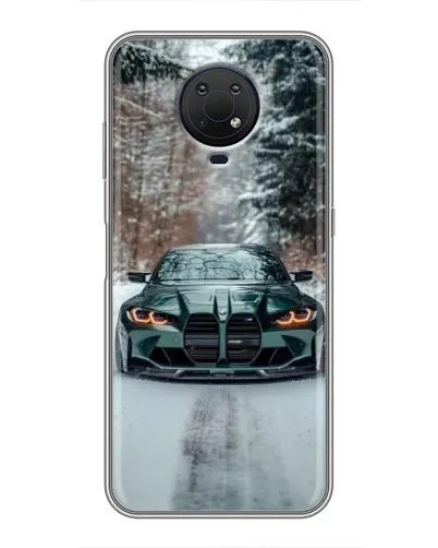 Чехол для Nokia G10 с картинкой «BMW в зимнем лесу» Чехол для Nokia G10 с картинкой «BMW в зимнем лесу»
