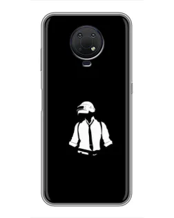 Чехол для Nokia G10 с картинкой «PUBG — белый шлем»