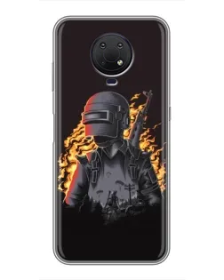 Чехол для Nokia G10 с картинкой «PUBG — огненный силуэт»