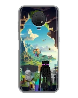 Чехол для Nokia G10 с картинкой «Эндермен в лесу»