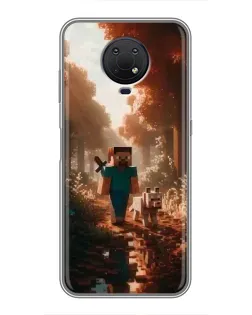 Чехол для Nokia G10 с картинкой «Стив в лесу»