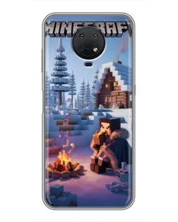 Чехол для Nokia G10 с картинкой «Зимний Minecraft»