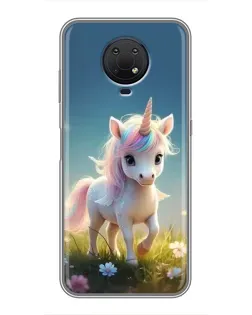 Чехол для Nokia G10 с картинкой «Единорог на поляне» Чехол для Nokia G10 с картинкой «Единорог на поляне»