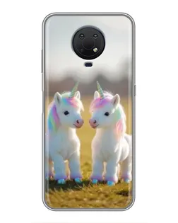 Чехол для Nokia G10 с картинкой «Пара единорогов»