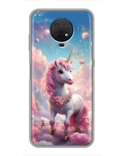 Чехол для Nokia G10 с картинкой «Единорог среди облаков»