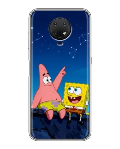 Чехол для Nokia G10 с картинкой «Губка Боб и Патрик ночью»