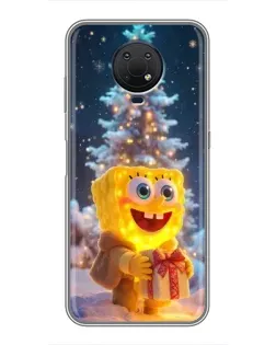 Чехол для Nokia G10 с картинкой «Рождественский Спанч Боб»