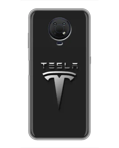 Чехол для Nokia G10 с картинкой «Стальной логотип Tesla» Чехол для Nokia G10 с картинкой «Стальной логотип Tesla»