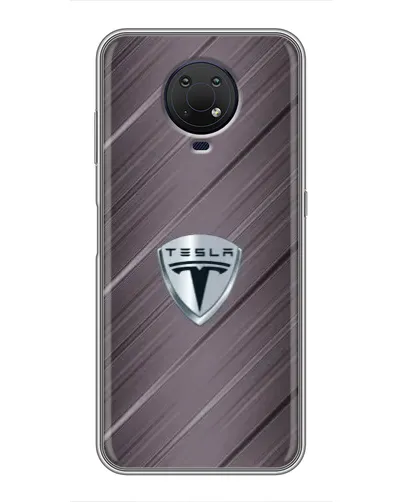 Чехол для Nokia G10 с картинкой «Металлическая текстура Tesla» Чехол для Nokia G10 с картинкой «Металлическая текстура Tesla»
