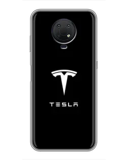 Чехол для Nokia G10 с картинкой «Tesla White Logo»