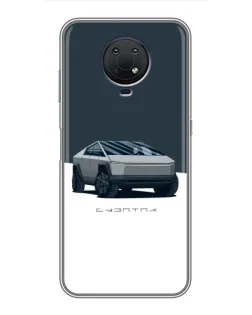 Чехол для Nokia G10 с картинкой «Серебристый Cybertruck Tesla»