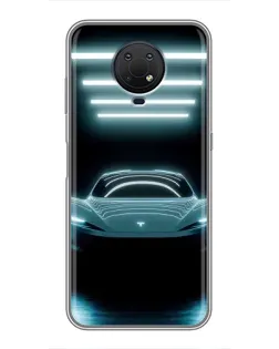 Чехол для Nokia G10 с картинкой «Tesla в неоне»