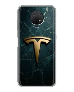 Чехол для Nokia G10 с картинкой «Мраморная Tesla Gold»