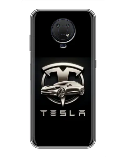 Чехол для Nokia G10 с картинкой «Tesla — серебристое авто» Чехол для Nokia G10 с картинкой «Tesla — серебристое авто»