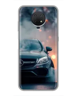 Чехол для Nokia G10 с картинкой «Mercedes — ночной город»