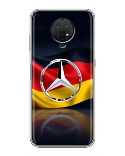 Чехол для Nokia G10 с картинкой «Mercedes — флаг Германии» Чехол для Nokia G10 с картинкой «Mercedes — флаг Германии»