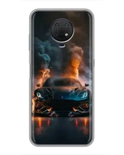 Чехол для Nokia G10 с картинкой «Lamborghini дымная эстетика»
