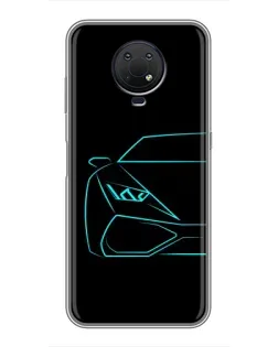 Чехол для Nokia G10 с картинкой «Голубой силуэт Lamborghini»