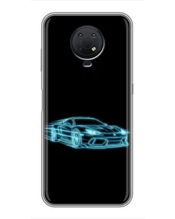 Чехол для Nokia G10 с картинкой «Неоновый контур Lamborghini»